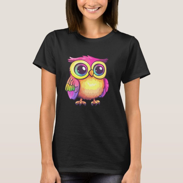 Livlig Uggleillustration T Shirt (Framsida)