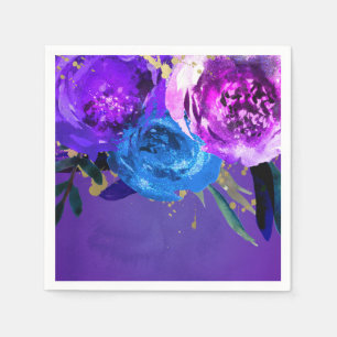 Livlig ultra violett lila blomsterfantasi bröllop pappersservett
