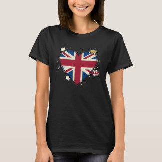 Livlig Union Jack-hjärta London Pop Art-stil T Shirt