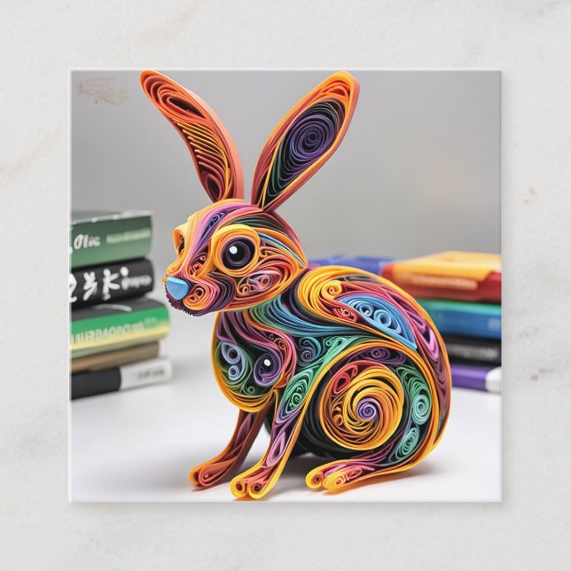 Livlig, vackert Papper Quilling Rabbit (Framsida)
