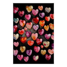 Livlig Valentine-plakat – Fantasihjärtadesign