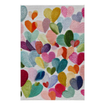 Livlig valentinposter – Fantasihjärtadesign