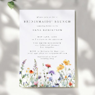Livlig Vattenfärg Blommig Brudtjej Brunch Inbjudningar