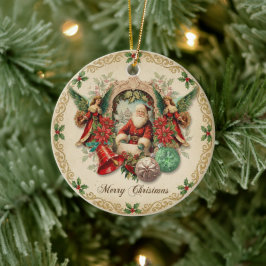Livlig viktoriansk julcollage julgransprydnad keramik
