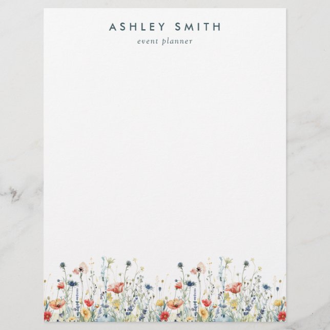 Livlig Vildblomma Brevhuvud (Framsida)