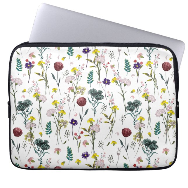 Livlig Vildblomma Laptop Fodral (Framsidan)