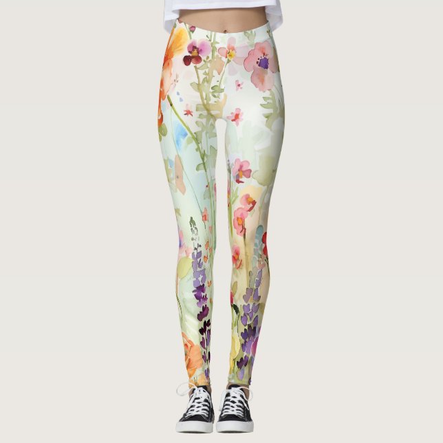 Livlig Vildblomma Leggings (Framsida)