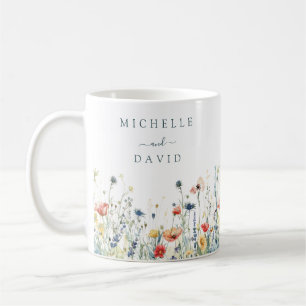 Livlig vildblommabryllop kaffemugg