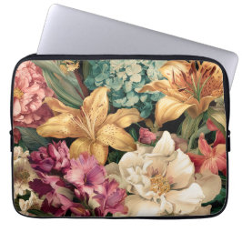 Livlig Vintage Blomsterarrangemang Laptop Fodral