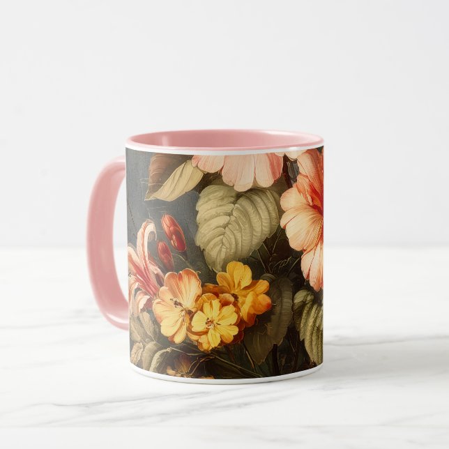 Livlig Vintage Blomsterarrangemang Mugg (Framsida vänster)