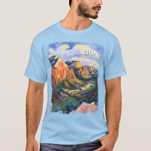 Livlig Zion National Park Angels Landing Konstnärl T Shirt