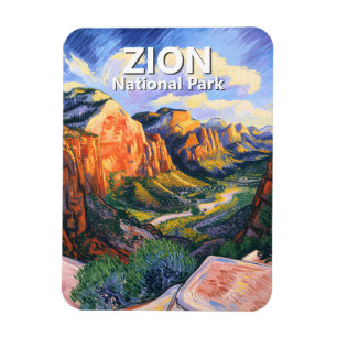 Livlig Zion National Park Angels Landing Van Gogh Magnet