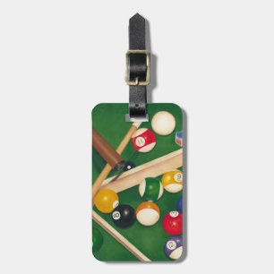 Livliga Billiards Bord med Bollar och Chalk Bagagebricka