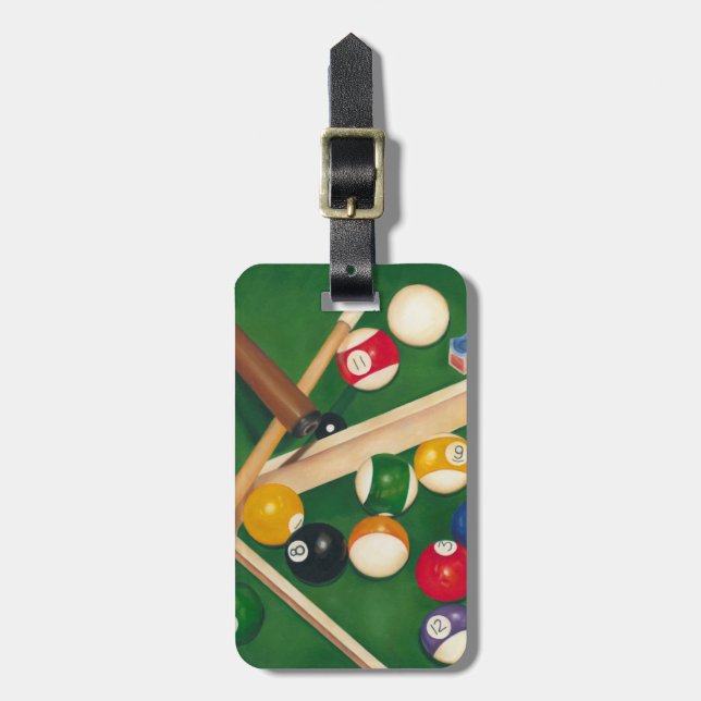 Livliga Billiards Bord med Bollar och Chalk Bagagebricka (Vertikal Framsida)