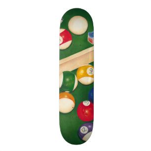 Livliga Billiards Bord med Bollar och Chalk Old School Skateboard Bräda 21,6 Cm