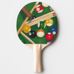 Livliga Billiards Bord med Bollar och Chalk Pingisracket