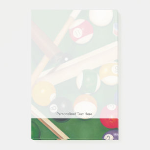 Livliga Billiards Bord med Bollar och Chalk Post-it Block