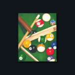 Livliga Billiards Bord med Bollar och krita Canvastryck<br><div class="desc">Racka upp dem med den här spektakulära målningen av miljardtals bord av Jennifer Goldberger. Bollar ser nytt ut,  filten ser imakulerad ut och kritan har redan applicerats på referenspunkterna. Lägg det här i ditt hem,  eller ge det till en vän eller älskad som njuter av ett spel av bassäng!</div>