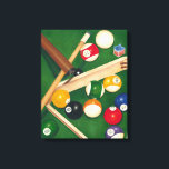 Livliga Billiards Bord med Bollar och krita Canvastryck<br><div class="desc">Racka upp dem med den här spektakulära målningen av miljardtals bord av Jennifer Goldberger. Bollar ser nytt ut,  filten ser imakulerad ut och kritan har redan applicerats på referenspunkterna. Lägg det här i ditt hem,  eller ge det till en vän eller älskad som njuter av ett spel av bassäng!</div>