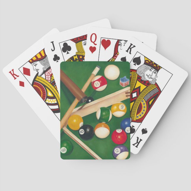 Livliga Billiards Bord med Bollar och krita Casinokort (Baksidan)