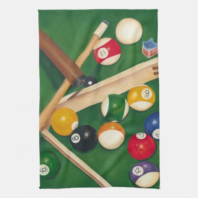 Livliga Billiards Bord med Bollar och krita Kökshandduk (Vertikal)