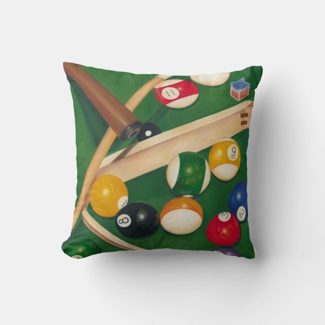 Livliga Billiards Bord med Bollar och krita Kudde (Framsida)