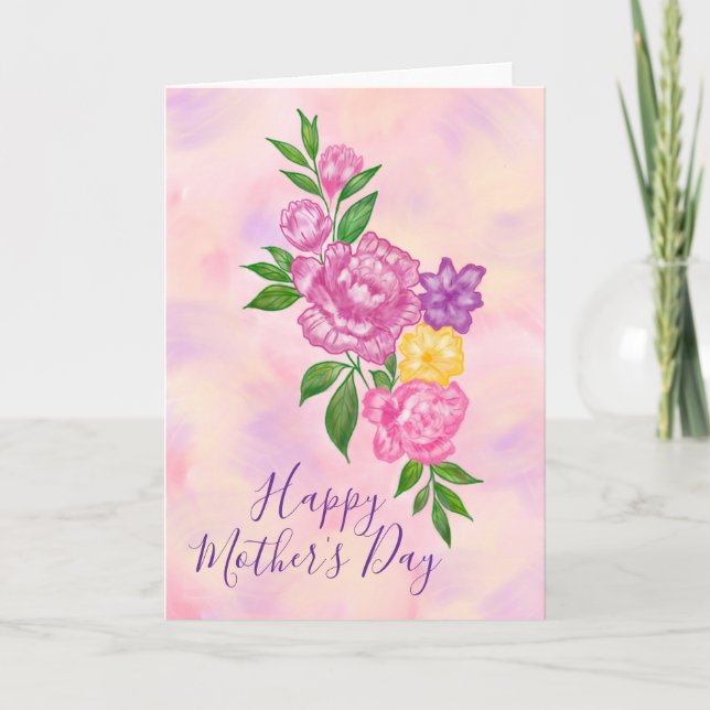 Livliga blommor Glad mors dag-kort Kort (Framsida)
