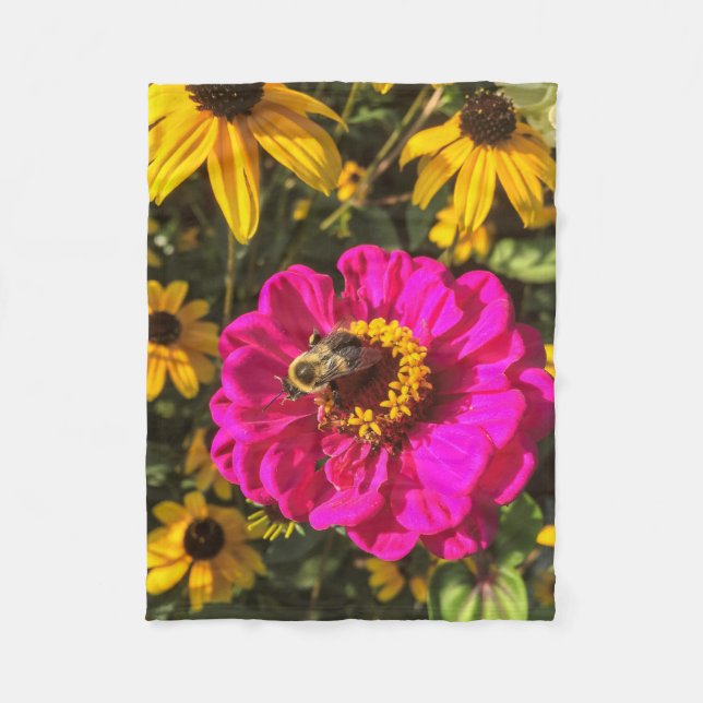 Livliga blommor med biet fleecefilt (Framsidan)