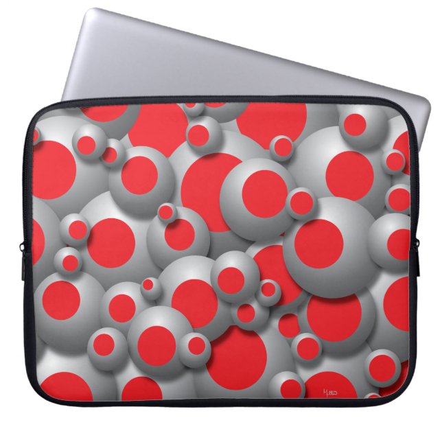 Livliga Bubblor Röda Laptop Fodral (Framsidan)