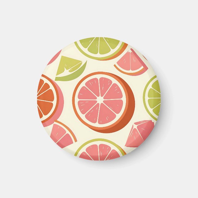 Livliga Citrus Grapefrukt Orange Lime Skivor  Magnet (Framsidan)