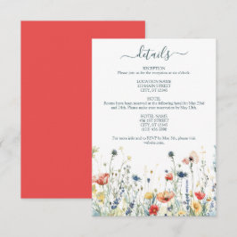 Livliga detaljer för vildblomsbröllop tilläggskort