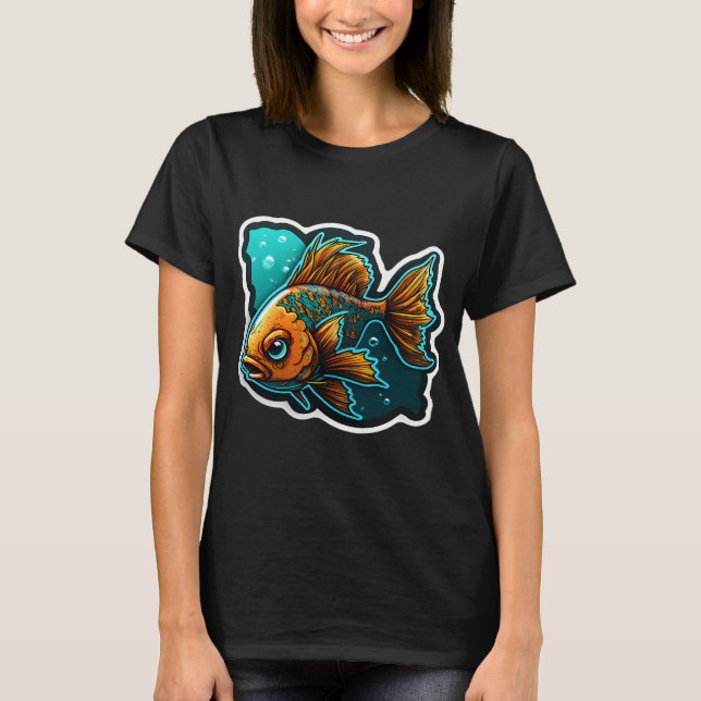 Livliga färgglada fiskar t shirt (Framsida)