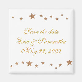 Livliga Guld-stjärnor, spara datumet bröllop-magne Magnet