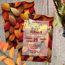 Livliga höstlöv Thanksgiving-middag Inbjudningar