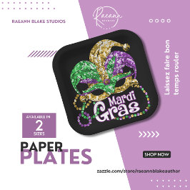 Livliga Mardi Gras-fest pappers tallrikar