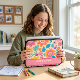 Livliga Retro Blommor Alla Hjärtans Dag-Gåvor för Laptop Fodral