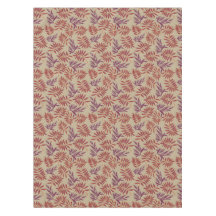 Livliga röda och lila bladmotiv på neutral beige