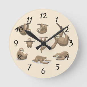 Livliga Sloths Rund Klocka