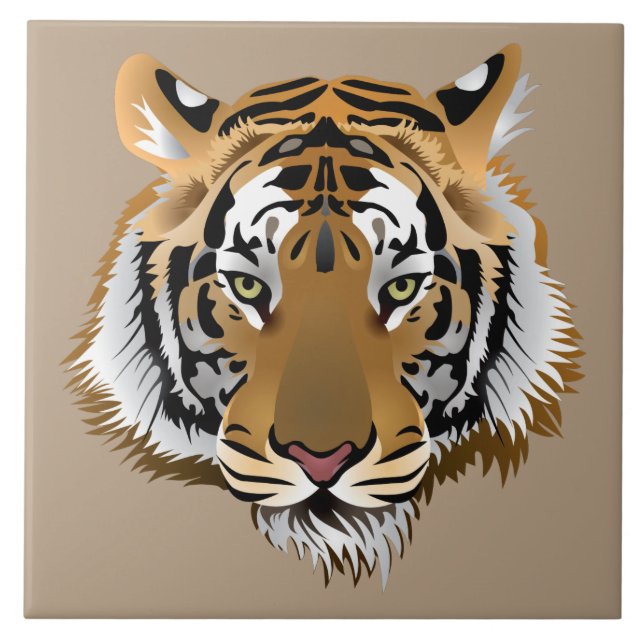 Livliga tiger ansikte kakelplatta (Framsidan)