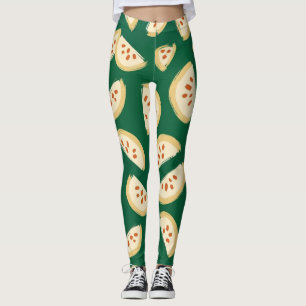 livligt grönt guavafruktmönster leggings