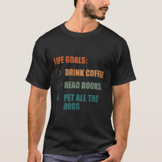 Livmål dricker kaffe Läs Bokar Pet hela Hund T Shirt