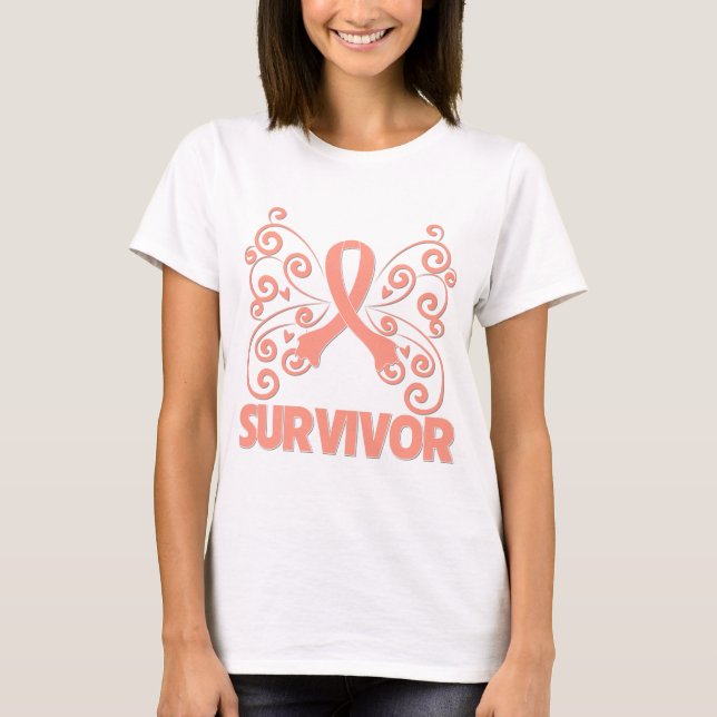 Livmoder- canceröverlevandefjäril tröja (Framsida)