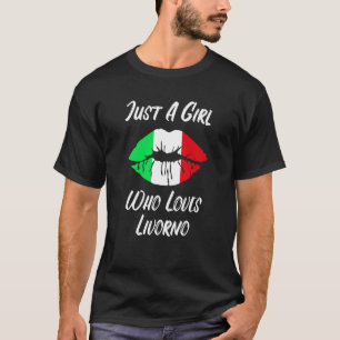 Livorno Läppar och Mouth Kärlek Italienska Flagga T Shirt