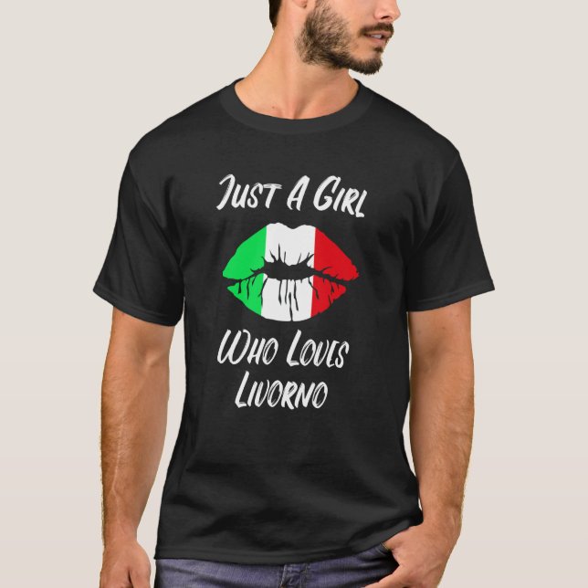 Livorno Läppar och Mouth Kärlek Italienska Flagga T Shirt (Framsida)