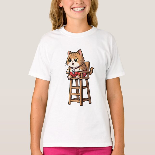 Livräddare Ginger Tabby Katt Barn T Shirt (Framsida)