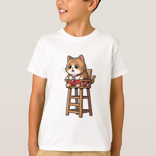 Livräddare Ginger Tabby Katt Barn T Shirt (Framsida)