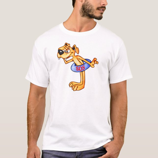 Livräddareräddingtecknad hund t shirt (Framsida)