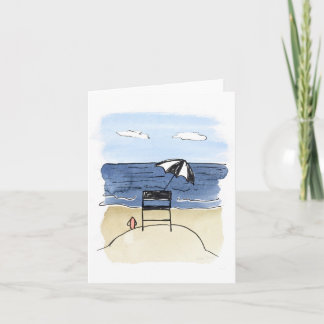 Livräddarestol på stranden Notecards Kort