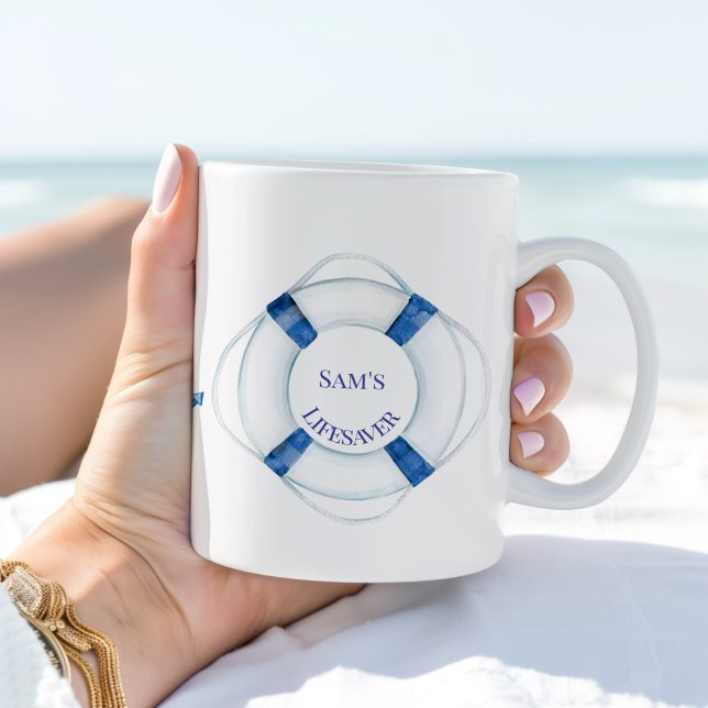 Livräddningsring och Ankar Livräddare Kaffemugg (personalized life ring lifesaver ceramic mug custom name)
