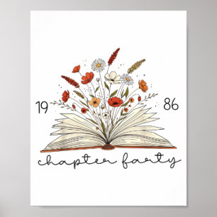Livs kapitel fyrtio 1986 Blommig bok 40-årsdag Poster
